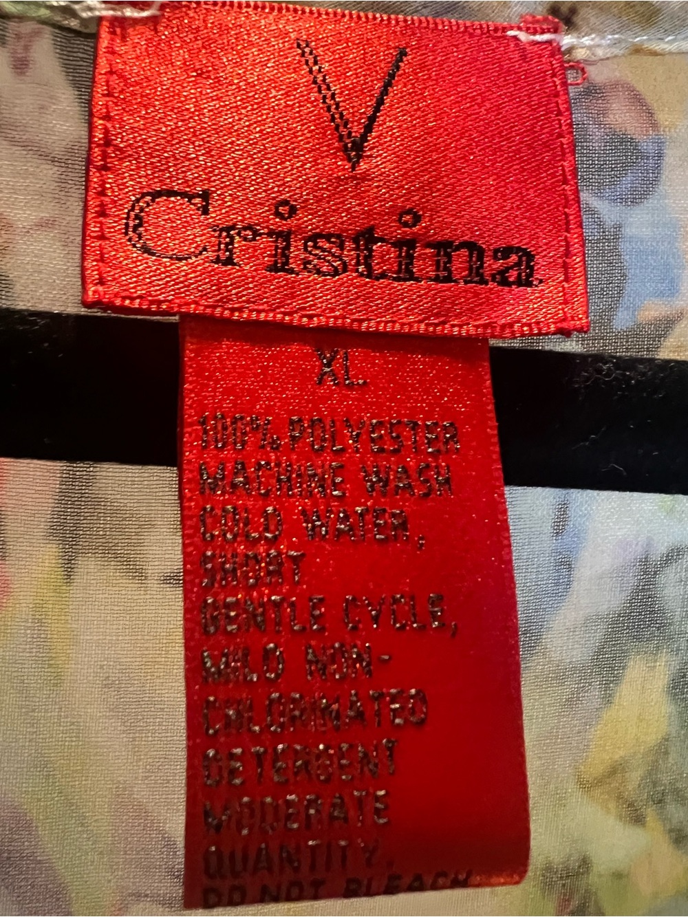 V Cristina Sheer Watercolor Floral Chiffon Blouse - Size XL Boho Flutter Sleeve - Picture 3 of 5